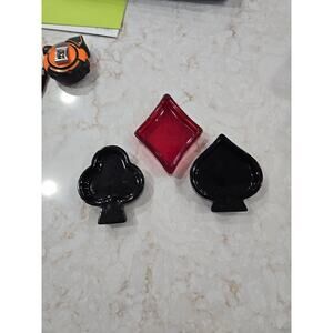 3 Card Shaped Snack Dishes Ashtray Glass Taitu
